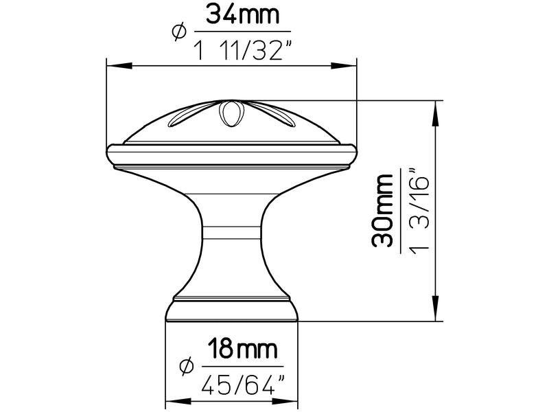 Meubelknop wit/tin look 34mm 34x34x30mm