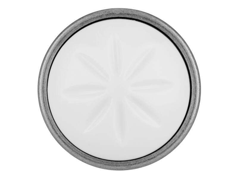 Meubelknop wit/tin look 34mm 34x34x30mm