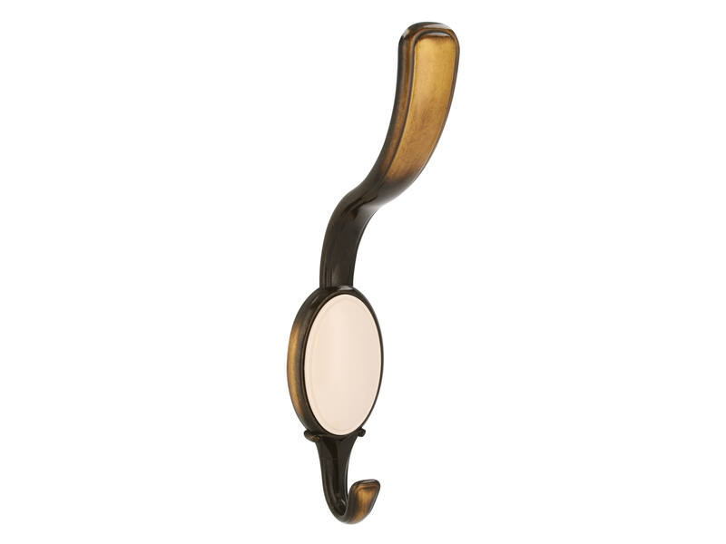 Kapstokhaak antiek brons/beige enkel 158x34x64mm