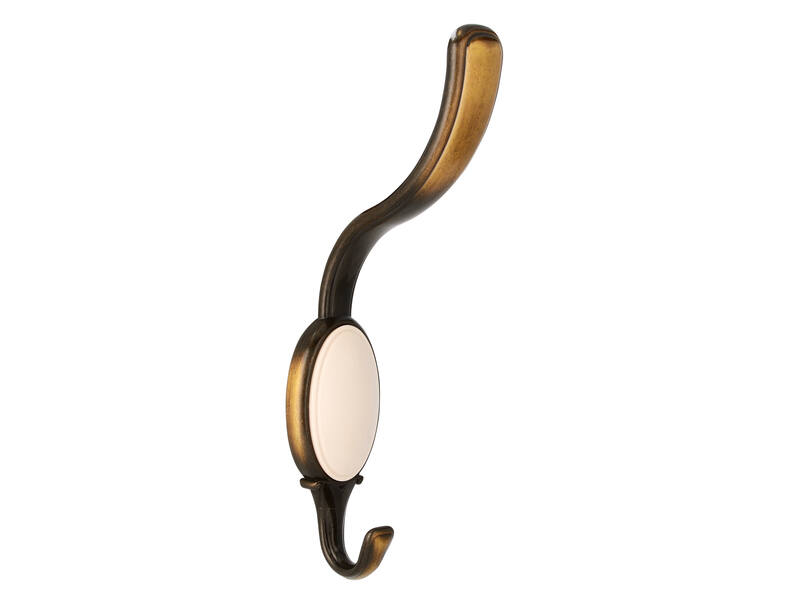 Kapstokhaak antiek brons/beige enkel 158x34x64mm