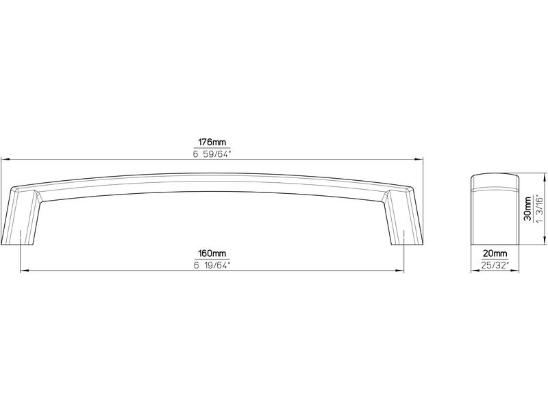 Meubelgreep bruin leder 160mm 178x22x31mm