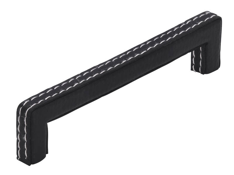 Meubelgreep zwart leder 128mm 140x11x32mm