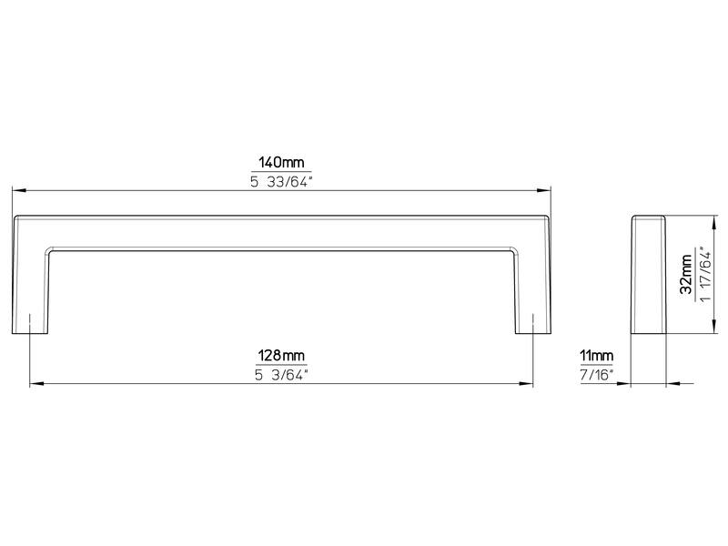 Meubelgreep zwart leder 128mm 140x11x32mm