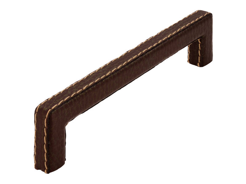 Meubelgreep bruin leder 128mm 140x11x32mm