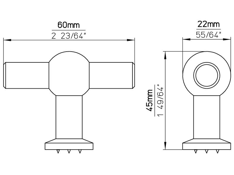 Meubelknop RVS look Chemin de Fer 60mm 60x22x45mm