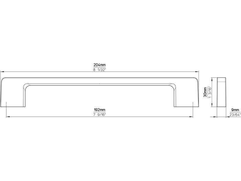 Meubelgreep RVS look zamac 192mm 204x9x30mm