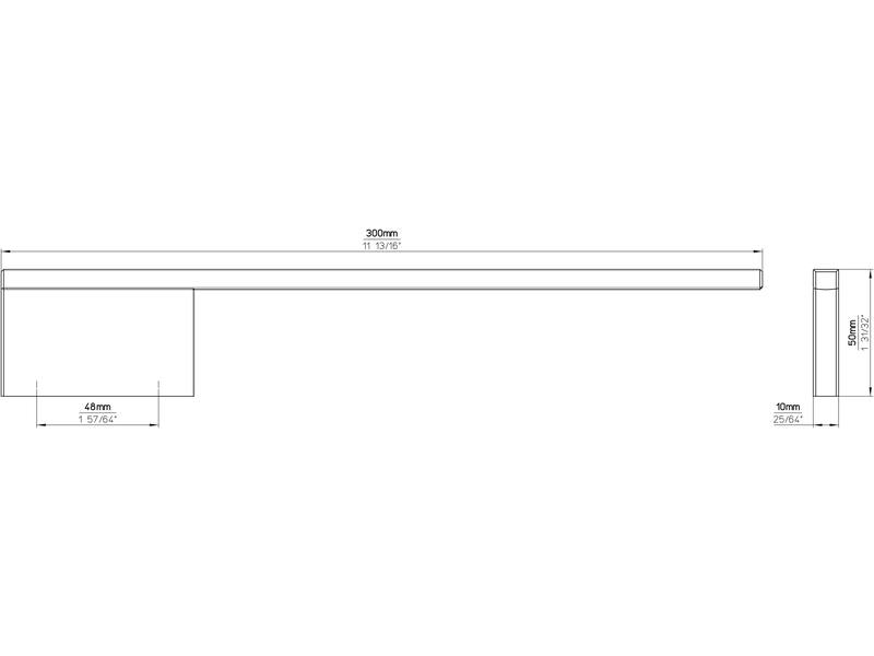 Handdoekstang chroom 300mm 300x10x50mm