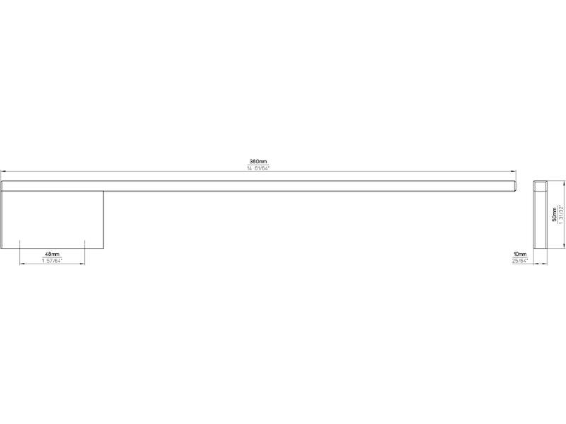 Handdoekstang chroom 380mm 380x10x50mm