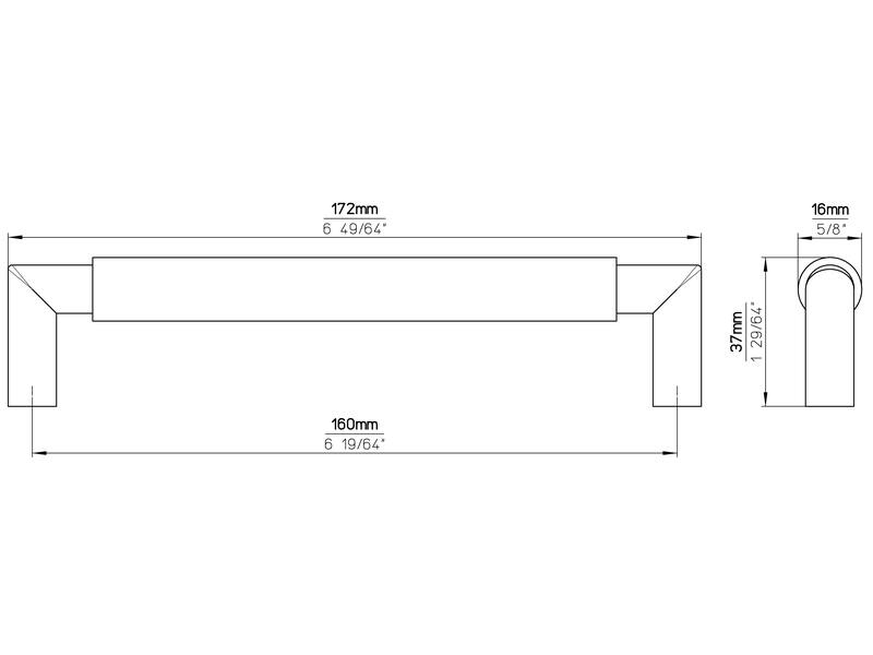 Meubelgreep RVS look Bauhaus 160mm 172x16x37mm