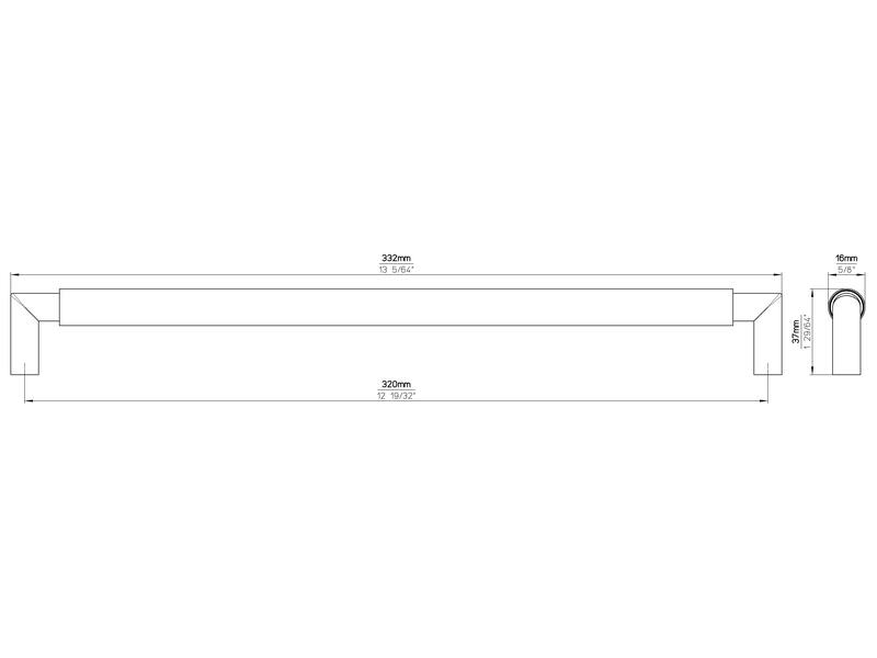Meubelgreep RVS look Bauhaus 320mm 332x16x37mm