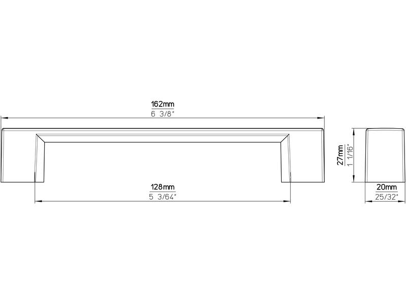 Meubelgreep RVS look zamac recht 128mm 162x20x27mm