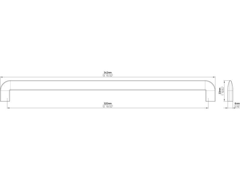 Meubelgreep RVS look plat 320mm 342x8x33mm