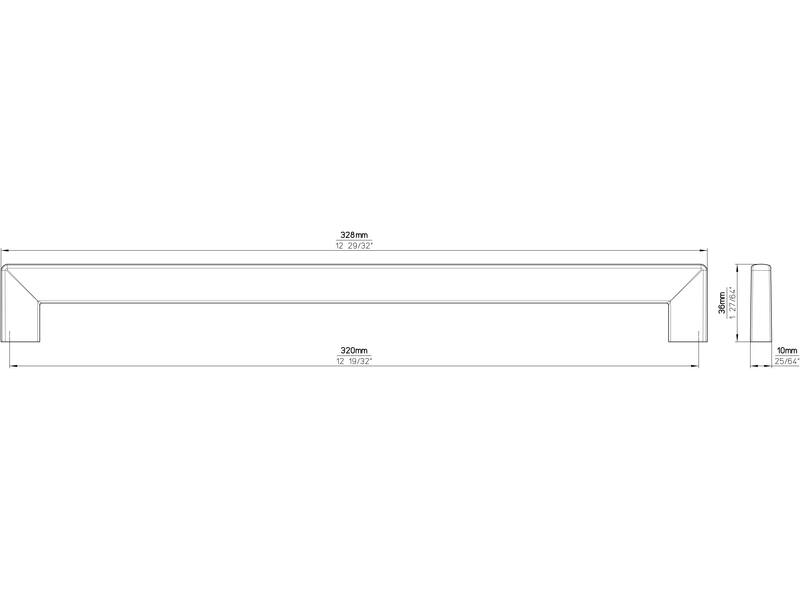 Meubelgreep RVS look hoekig 320mm 328x10x36mm