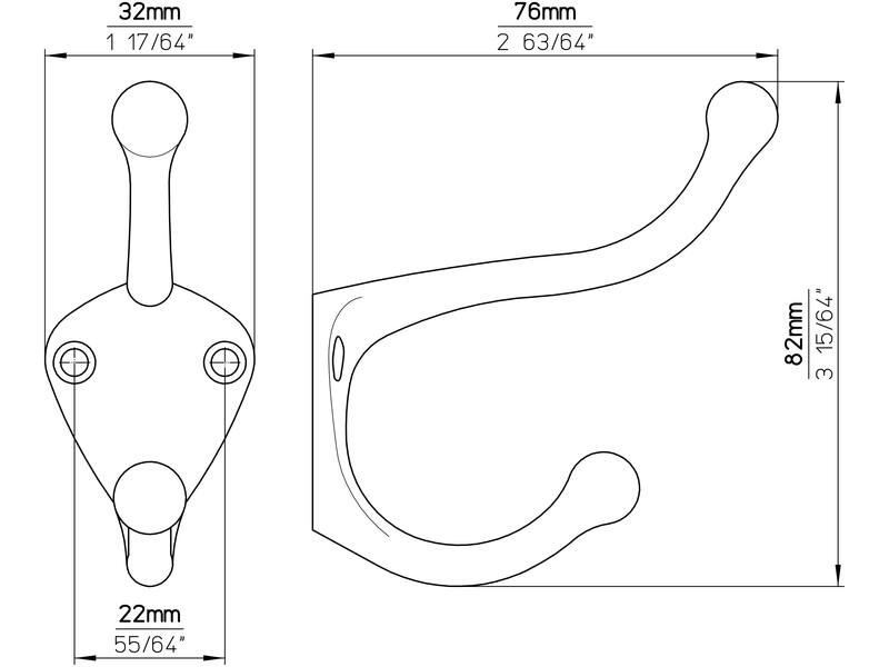 Kapstokhaak RVS look zamac enkel 82x32x76mm