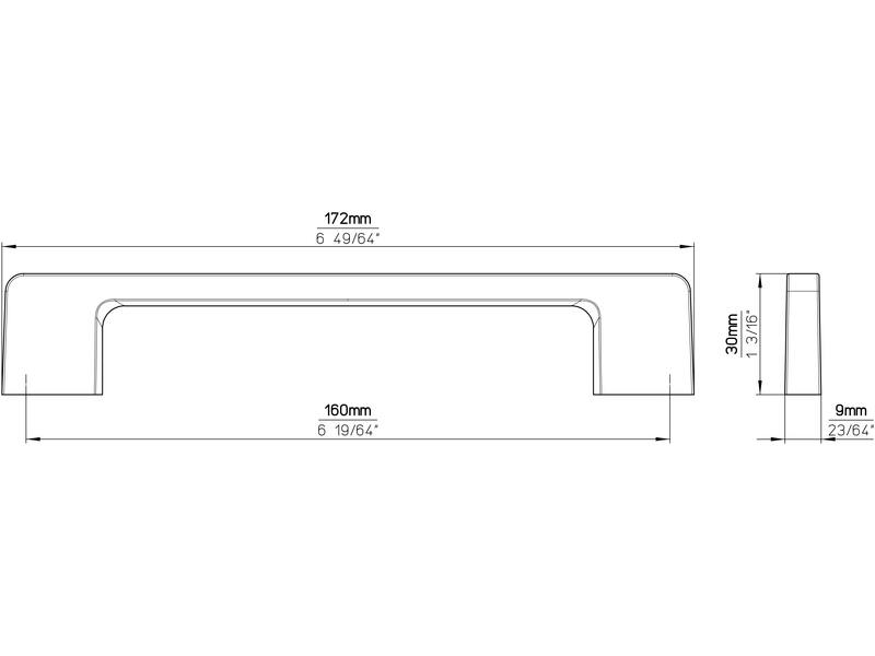 Meubelgreep tin look recht 160mm 172x9x30mm