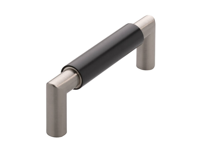 Meubelgreep zwart/RVS look 96mm 108x16x37mm