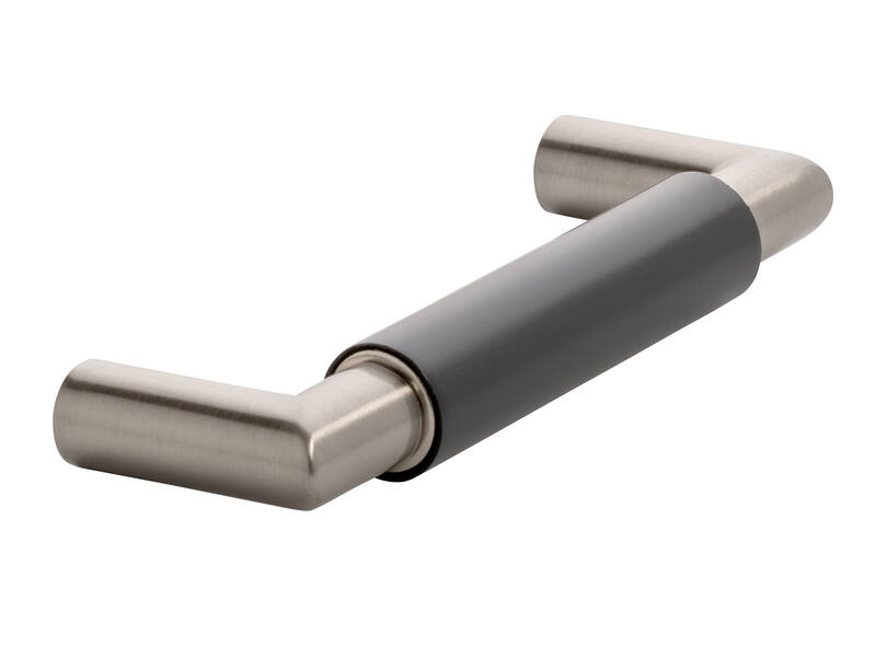 Meubelgreep zwart/RVS look 96mm 108x16x37mm