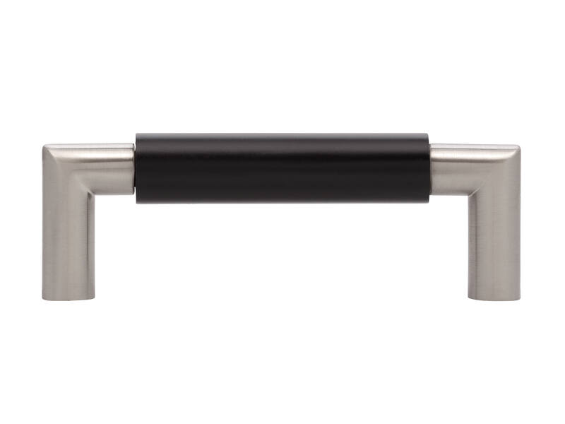 Meubelgreep zwart/RVS look 96mm 108x16x37mm