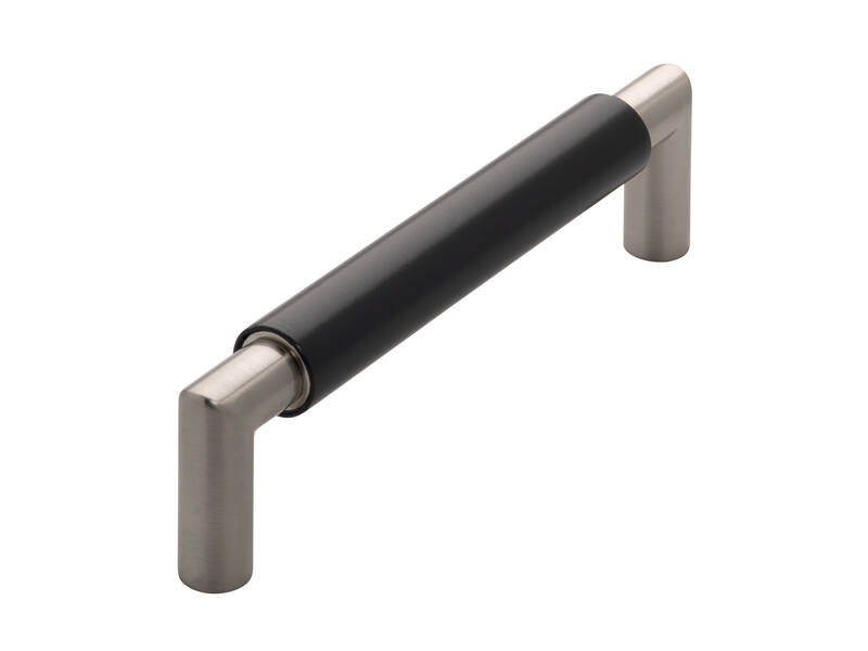 Meubelgreep zwart/RVS look 128mm 140x16x37mm