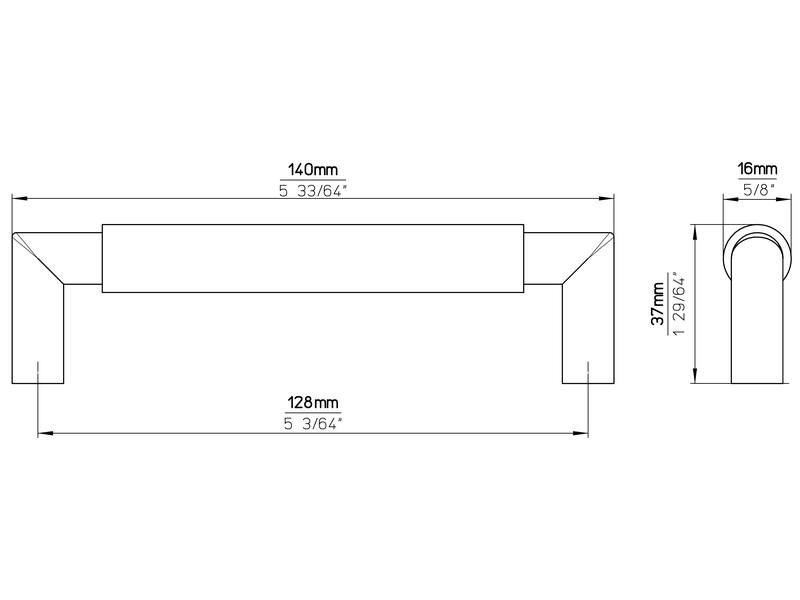 Meubelgreep zwart/RVS look 128mm 140x16x37mm