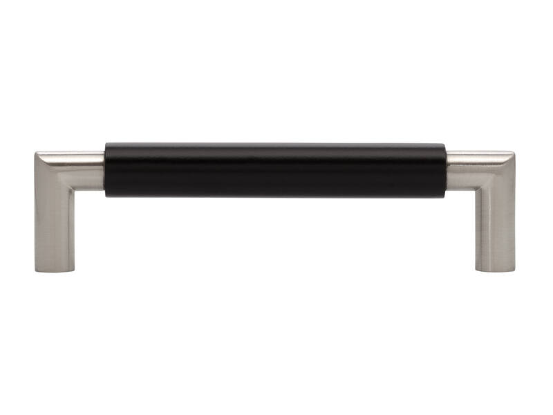 Meubelgreep zwart/RVS look 128mm 140x16x37mm