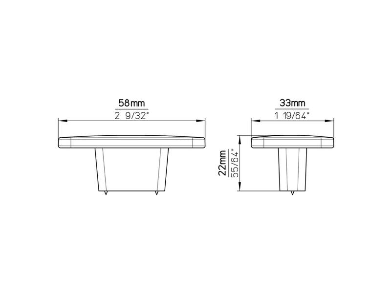 Meubelknop Zwart metaal rechthoek 58X33X22 mm
