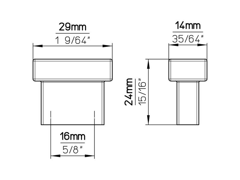 Meubelknop Wit metaal rechthoek 29x14mm