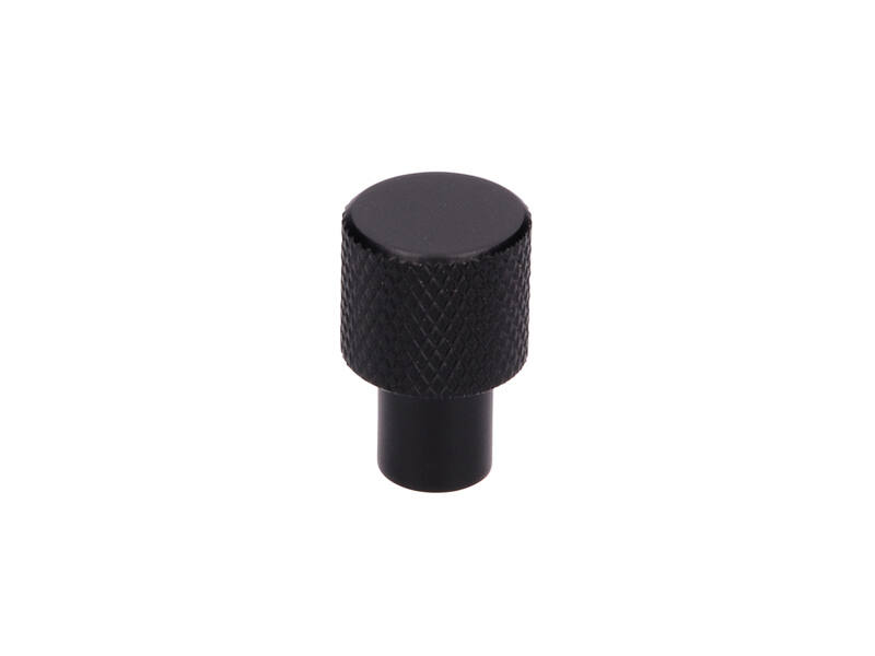 Meubelknop Zwart aluminium Geribbeld rond 16mm