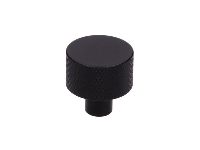 Meubelknop Zwart aluminium Geribbeld rond 24mm