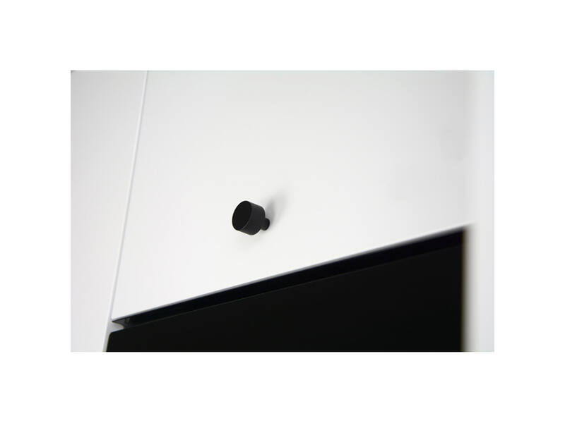 Meubelknop Zwart aluminium Geribbeld rond 24mm