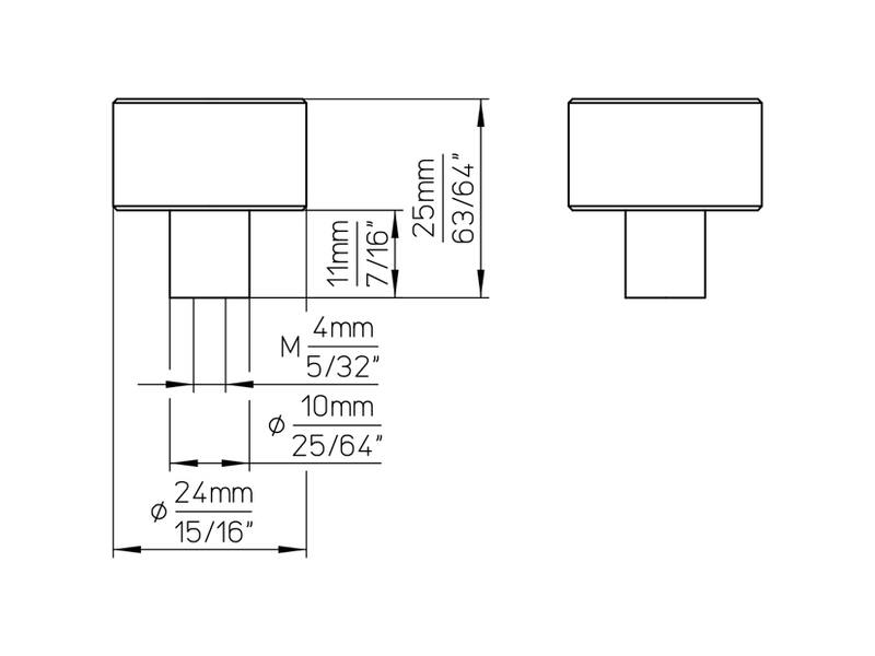 Meubelknop Zwart aluminium Geribbeld rond 24mm