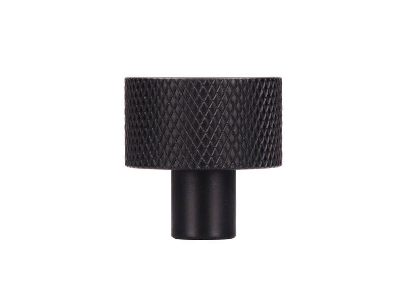 Meubelknop Zwart aluminium Geribbeld rond 24mm