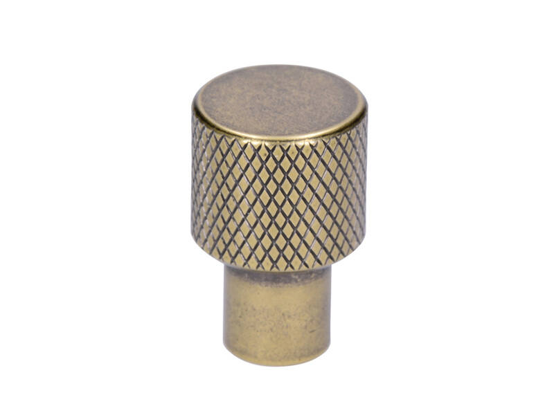 Meubelknop Antiek messing Geribbeld rond 16mm