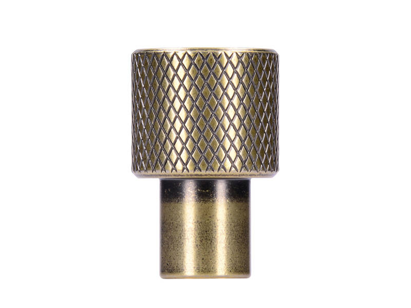 Meubelknop Antiek messing Geribbeld rond 16mm
