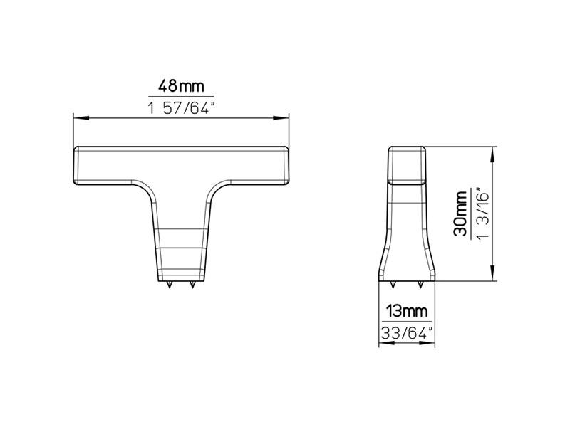 Meubelknop Verbronsd T-model Trompet 48mm