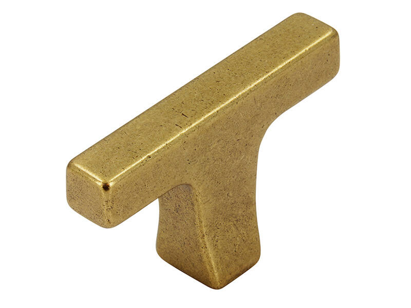 Meubelknop Antiek messing T-model Trompet 48mm