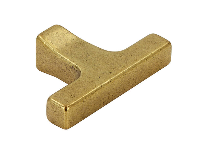 Meubelknop Antiek messing T-model Trompet 48mm