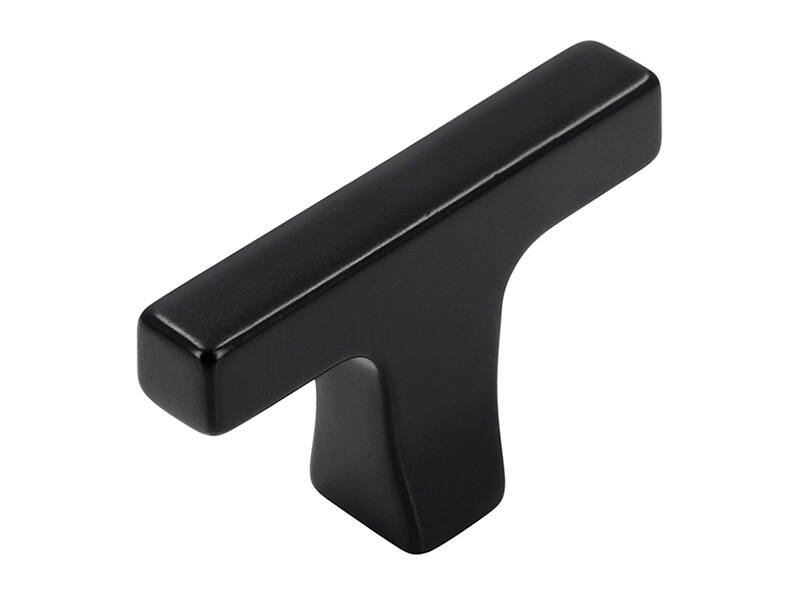Meubelknop Zwart metaal T-model Trompet 48mm