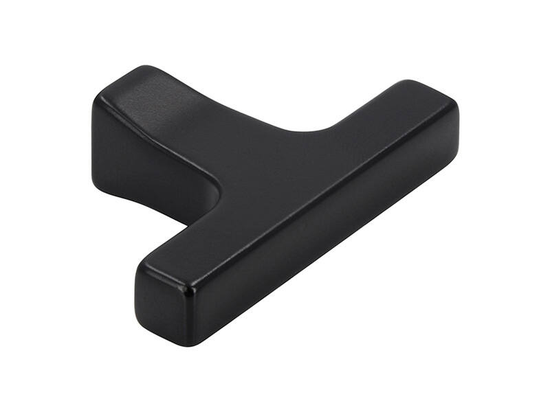 Meubelknop Zwart metaal T-model Trompet 48mm
