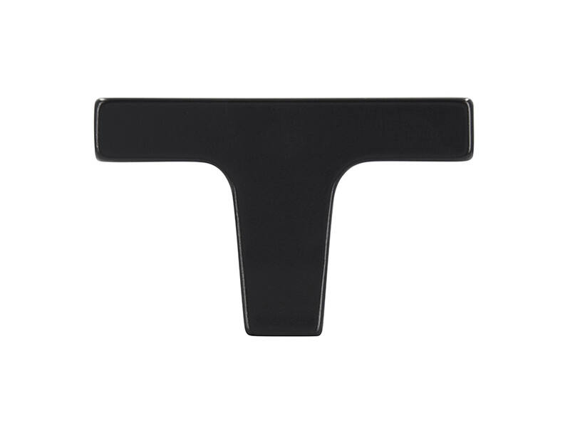 Meubelknop Zwart metaal T-model Trompet 48mm