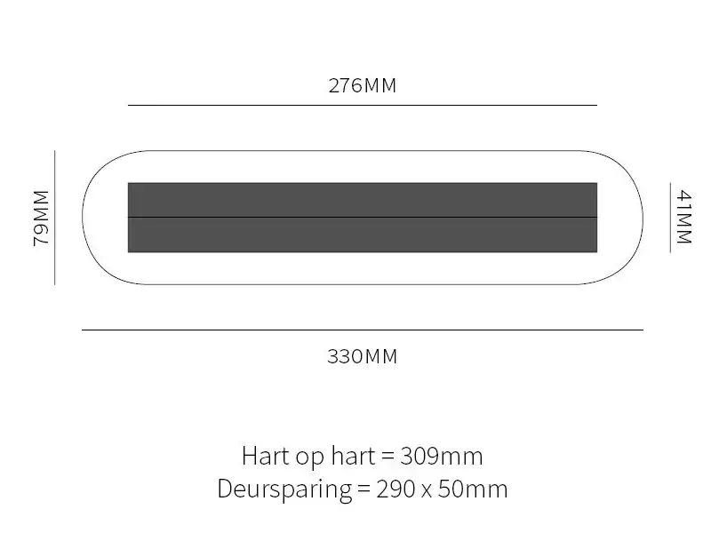 Tochtborstel Aart Messing Ovaal 330x79mm