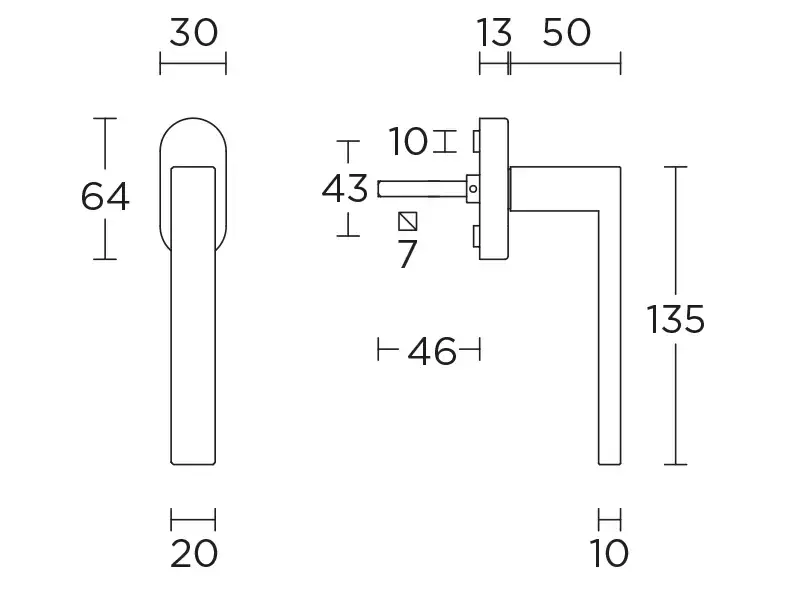 Draaikiep raamkruk Mat Goud PVD BSQ2-DK-O