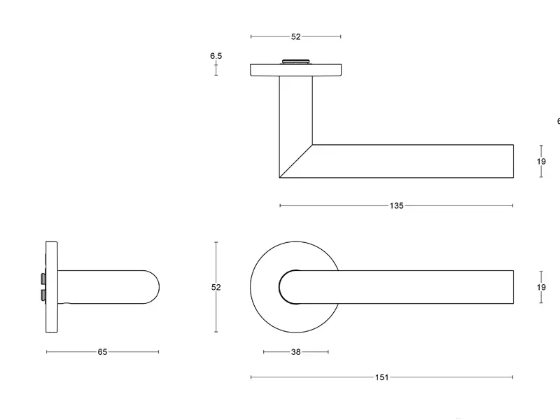 Deurklink Brons Milaan 19mm op verende rozet 135mm