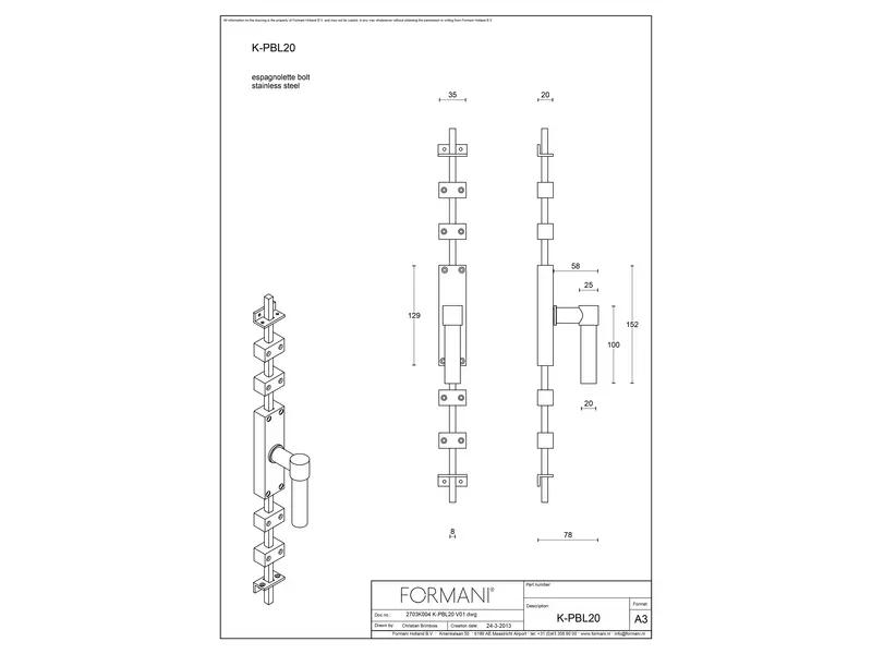 Raamespagnolet Kruk RVS One Piet Boon K-PBL20, Rechts