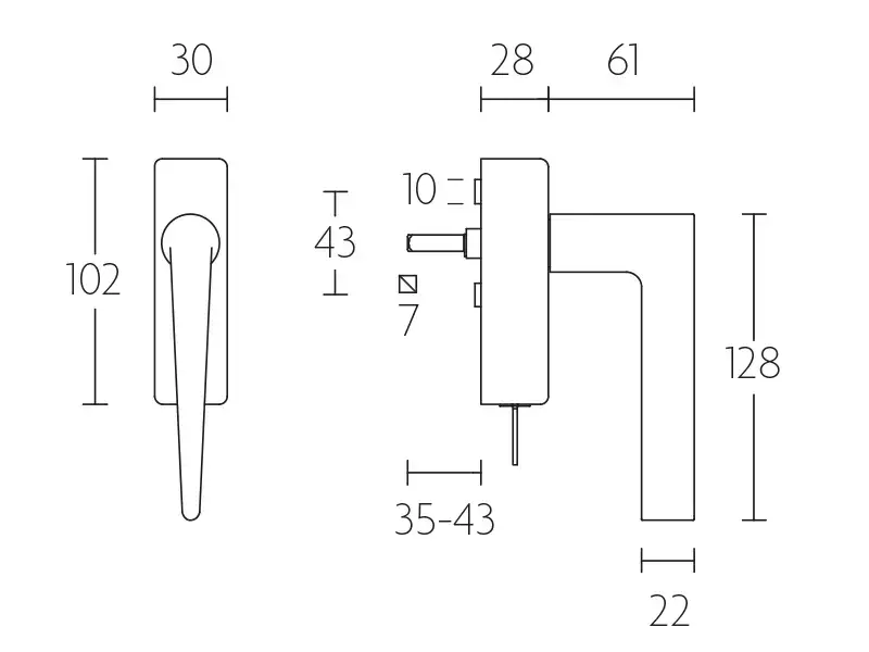 Draaikiep raamkruk Gunmetal PVD Afsluitbaar LB21H-DKLOCK-O