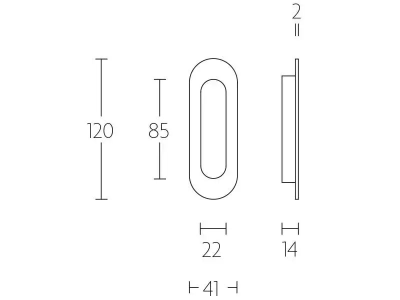 Schuifdeurkom Mat Goud Ovaal 120x41mm – Formani Model LB41