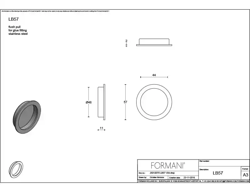 Schuifdeurkom Zwart Rond 57mm – Formani Model LB57