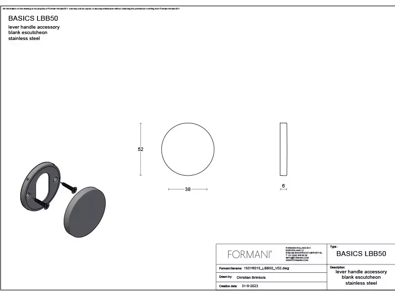 Blindrozet Zwart rond 52 mm – Formani Basics LBB50