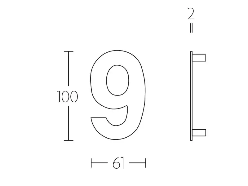 Huisnummer 6 of 9 mat RVS PVD 100 mm – Formani Basics LBHN100-6/9