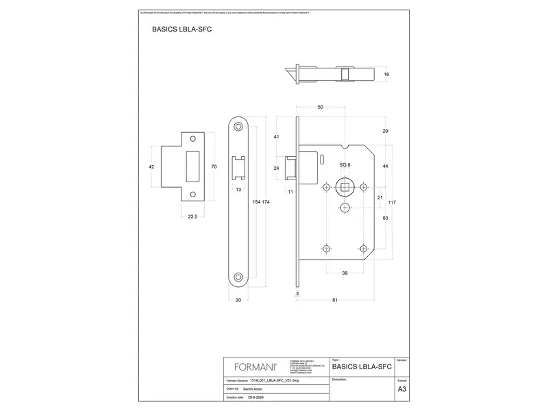 Insteek Loopslot Brons LBLA-SFC doornmaat 50mm